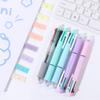 4pcs 4 Colors Ball Pen Multicolor Retractable Pen 1 Automatic Pencil Press Roller Ball Pen  School