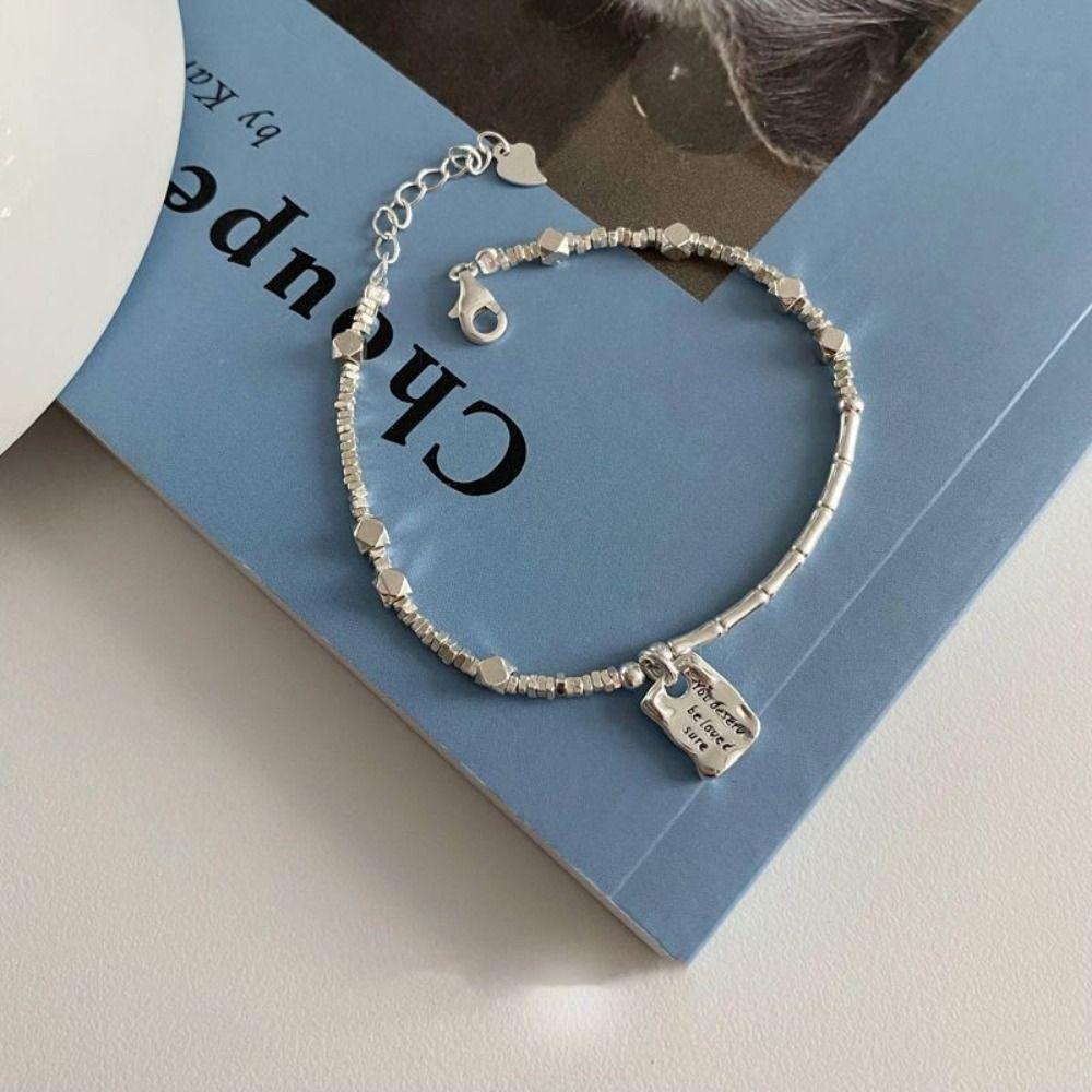 Geometric Square Chain Bracelet Copper Silver Color Hand Chain Female Girls Lady