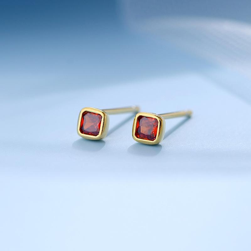 Banyan Tree S925 Silver Black Diamond Geometric Cube Earrings