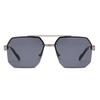 Trendy Aviator Sunglasses for Mens Womens Retro Double Bridge Metal Driving UV400 Outdoor Eyewear Semi-Rimless