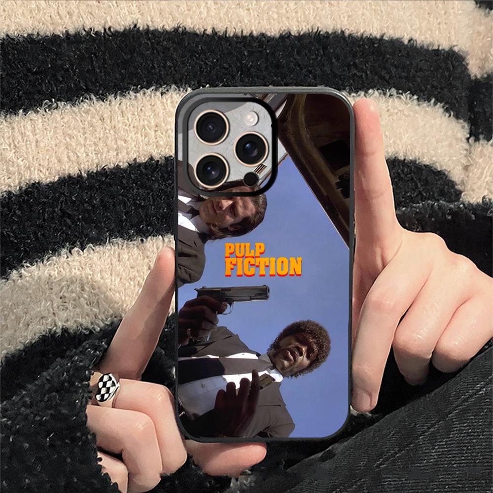 Классические фильмы Постер Криминального чтива Чехол для телефона Для iPhone 17 16 e 15 14 13 12 Plus Mini Pro Max Мягкий черный Ударопрочный чехол