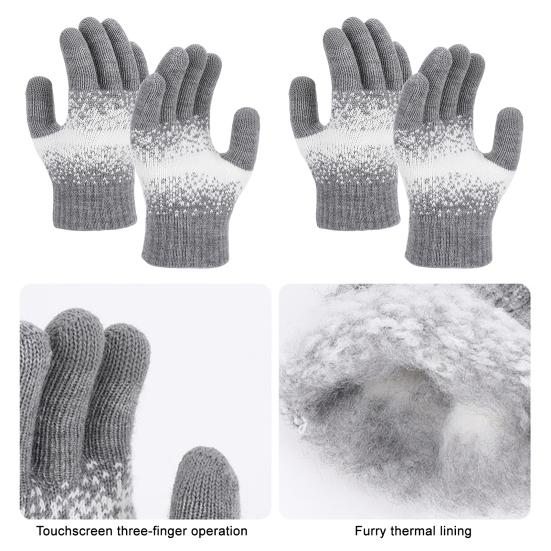 Warm Touchscreen Gloves Men Women Winter Knitted Gloves Full Finger Thickened Fleece Lined Gloves for Driving Skiing Daily Outings