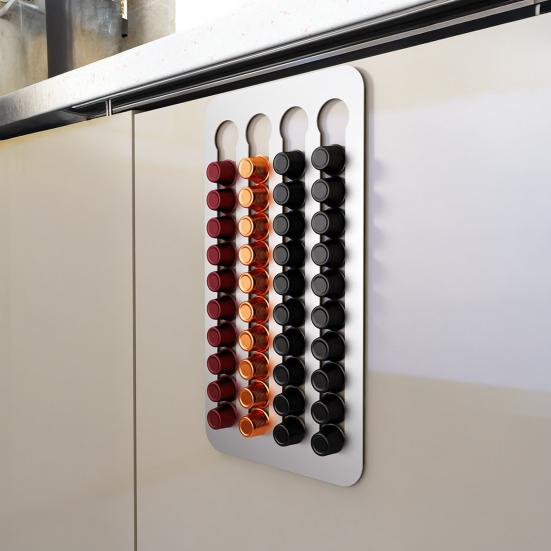 Подставка для хранения кофейных капсул Yousheng, высокая грузоподъемность, самоклеящаяся, простая установка, настенный держатель для кофейных капсул