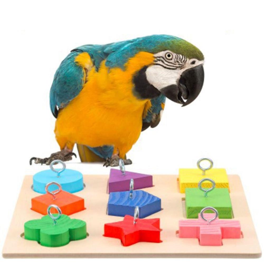 IQ Training Educational Interactive Intelligence Colorful Parrot Bird Toys Wooden Block Puzzles