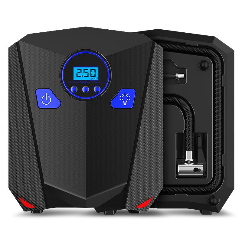 Портативный цифровой автомобильный воздушный насос 12 В с интеллектуальным дисплеем для ремонта шин и измерения давления.