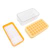 Ice Cubes Tray Molds Bin with Lid Ice Scoop Storage Bin and Storage 2 Layers 64 Cubes Silicone Easy Release Yellow