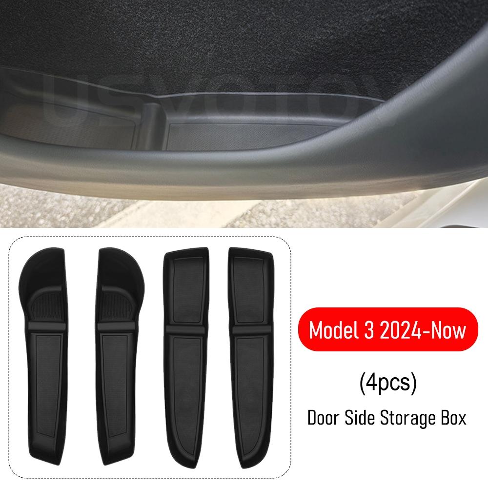 Для 2025 2026 Tesla Model 3 Model Y Juniper Боковой Органайзер для Двери Автомобиля Передняя Задняя Дверь Лоток-Вставка Аксессуары для Интерьера