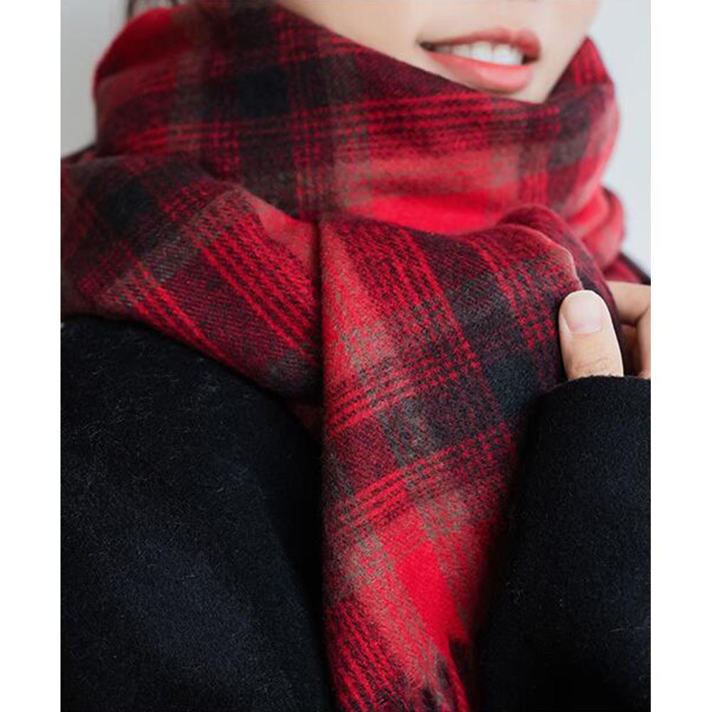 Autumn Winter Warm Shawl Unisex Imitation Cashmere British Style Plaid Tassel Scarf Cape