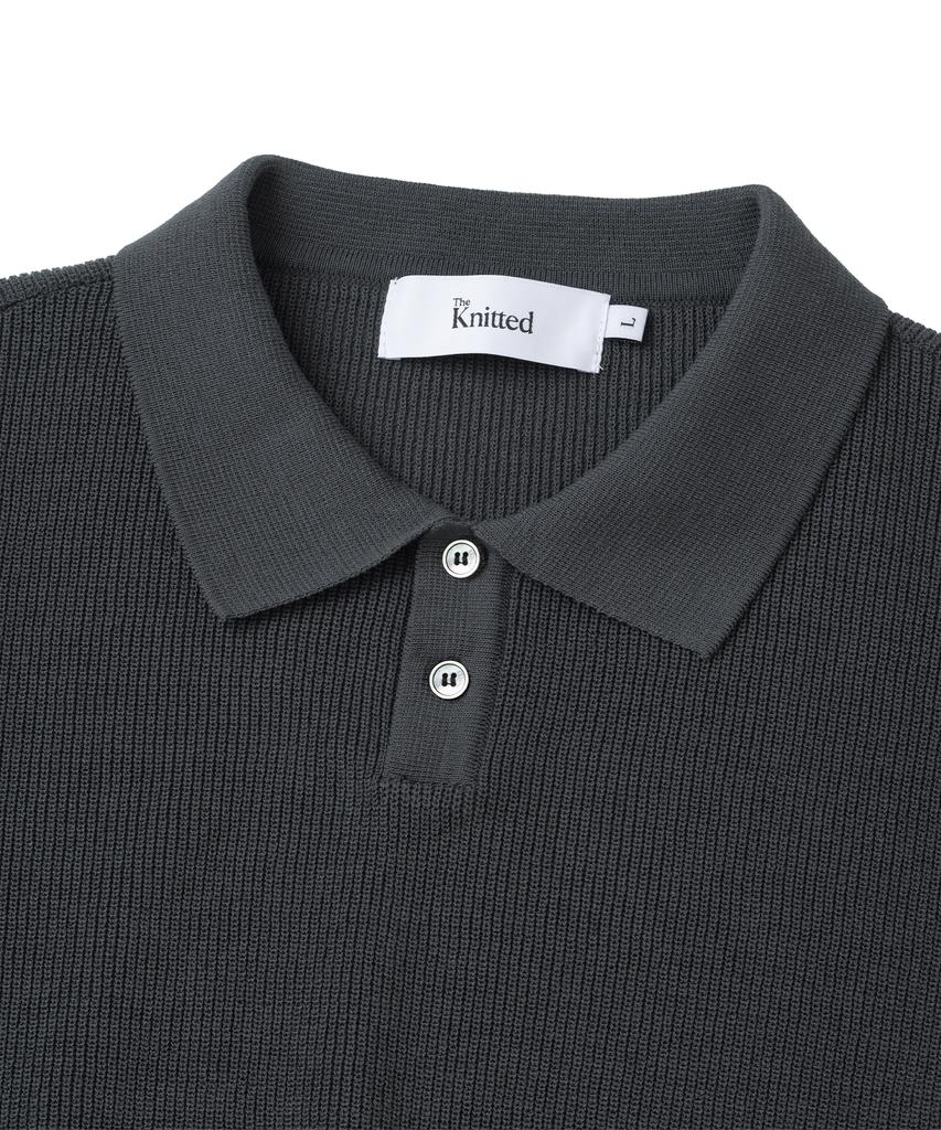KNITTED Coolever Pk Crop Short Sleeve Knit Tee Charcoal