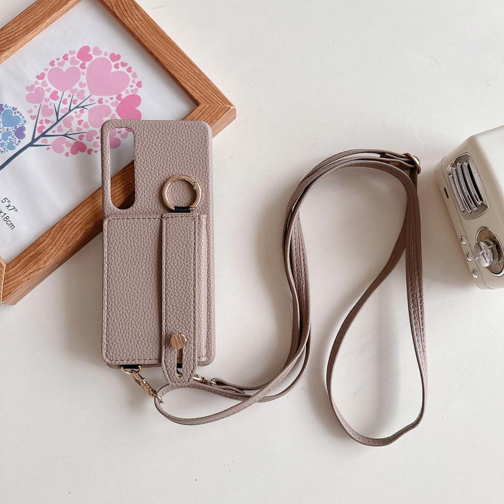 Ремешок на запястье Crossbody Кольцо-держатель Магнитный кошелек Кожаный чехол Для Sony Xperia 1V 10V 5V 5IV 10IV 1IV 5V Длинный шнурок Чехол-сумка