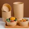 Набор из 10 прочных крафтовых бумажных мисок с крышками разной вместимости, идеально подходящих для еды на вынос, пикников и быстрой уборки.