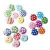 100pcs 15mm Mixed Round Pattern 2 Holes Wood Buttons Sewing Scrapbooking New