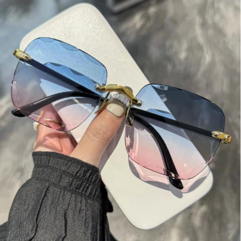 Square Sunglasses Woman Fashion Rimless Gradient Sun Glasses Brand Designer Sun Glasses for Women