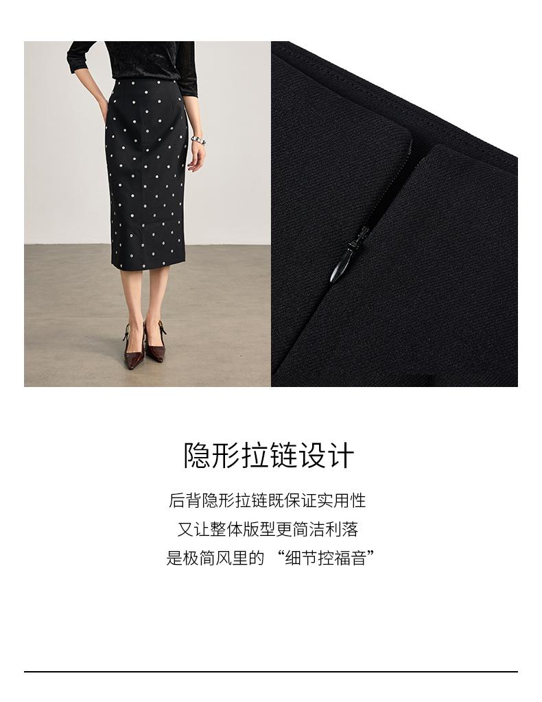 Heavy industry silver embroidered polka dot skirt