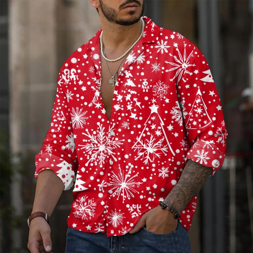 Men'S Casual Loose Fitting Long Sleeved Shirt Fashionable Lapel Shirt Top