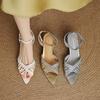 Krazing Pot Gladiator Straw Weaving Mules Summer Size 42 Wedding Party Stiletto Med Heels Women Women Peep Toe Sandals