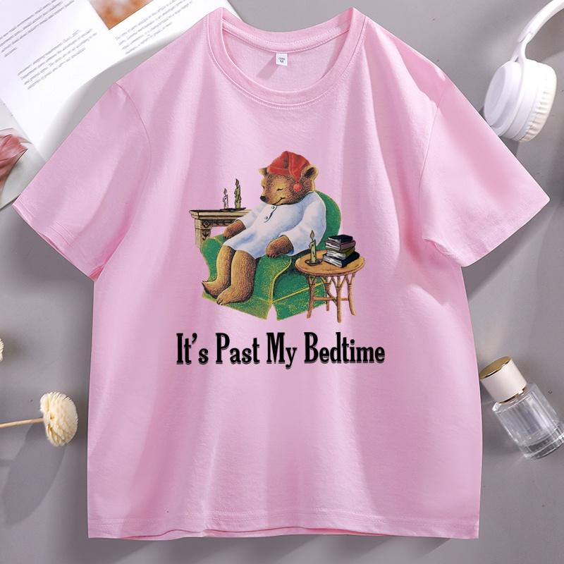 Its Past My Bedtime T Shirt Unisex Unisex Sleepy Bear TShirt Funny Trendy Short Sleeve Round Neck Tees Male Clothing Streetwear