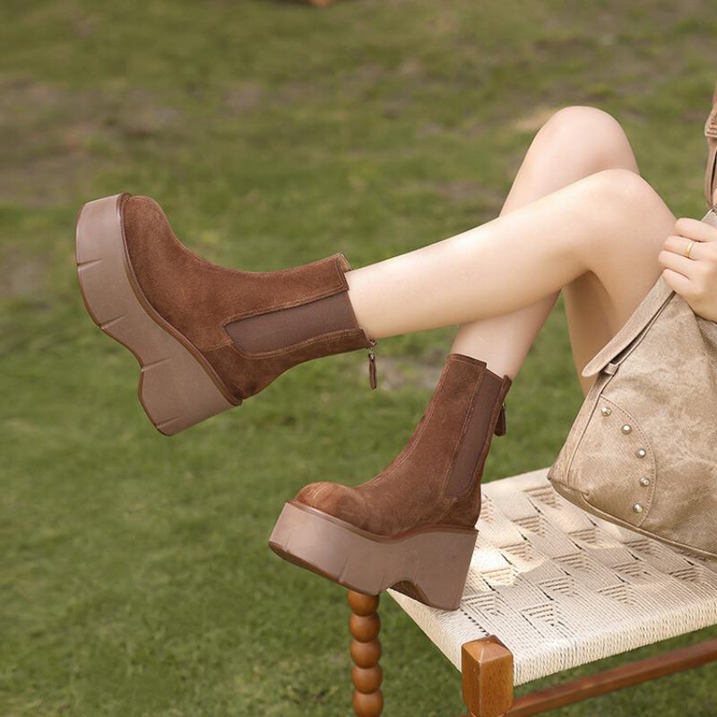 Новые модные однотонные женские ботинки на толстой подошве, удобные и стильные, универсальные весенние и осенние женские ботинки