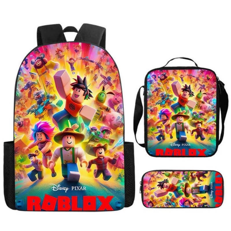 ROBLOX Themed Kids Backpack School Lightweight Durable Oxford Fabric Bag With Padded Straps Cartoon Print Grades 1-9