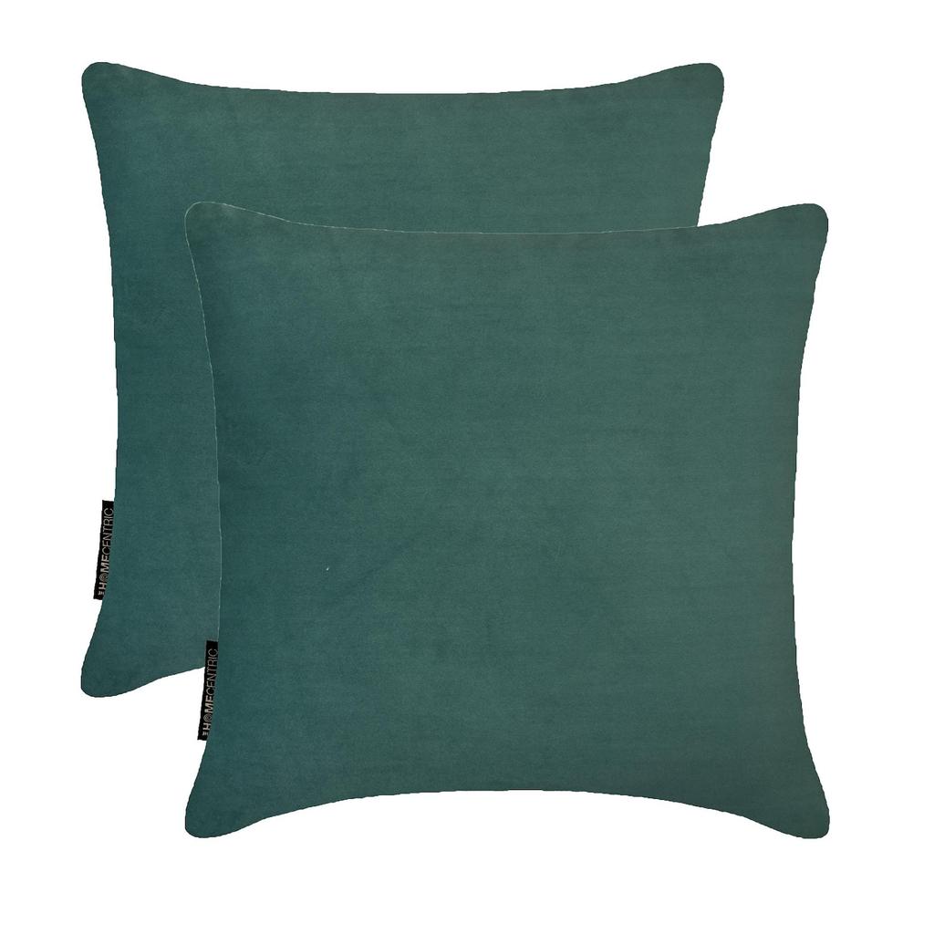 Teal Green Decorative Throw Pillow Covers | Pack of 2 Modern Plain Velvet Cushion Cover | Solid Color Pillowcases - Teal Green Velvet