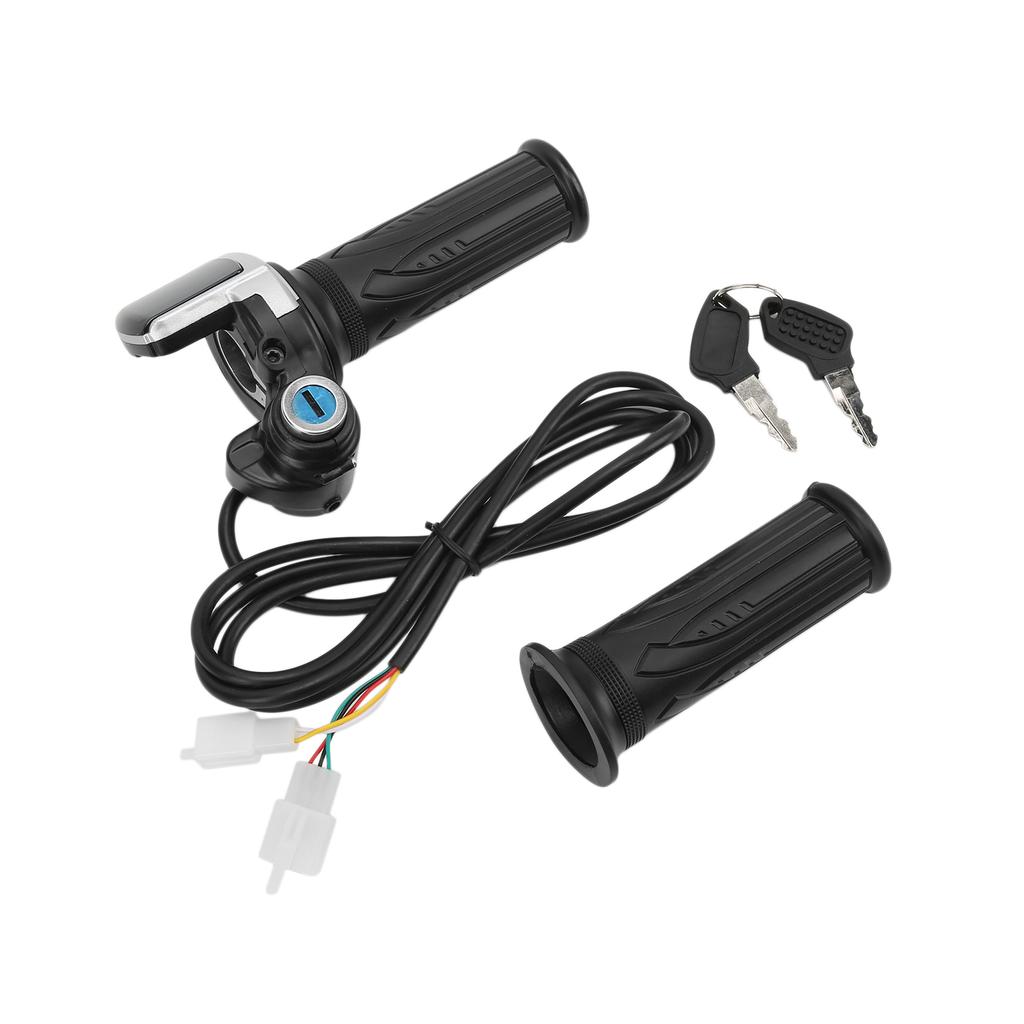 Electric Bike Twist Throttle Grip Lock Key Set LED Indicator for Motorcycle Scooter 48V