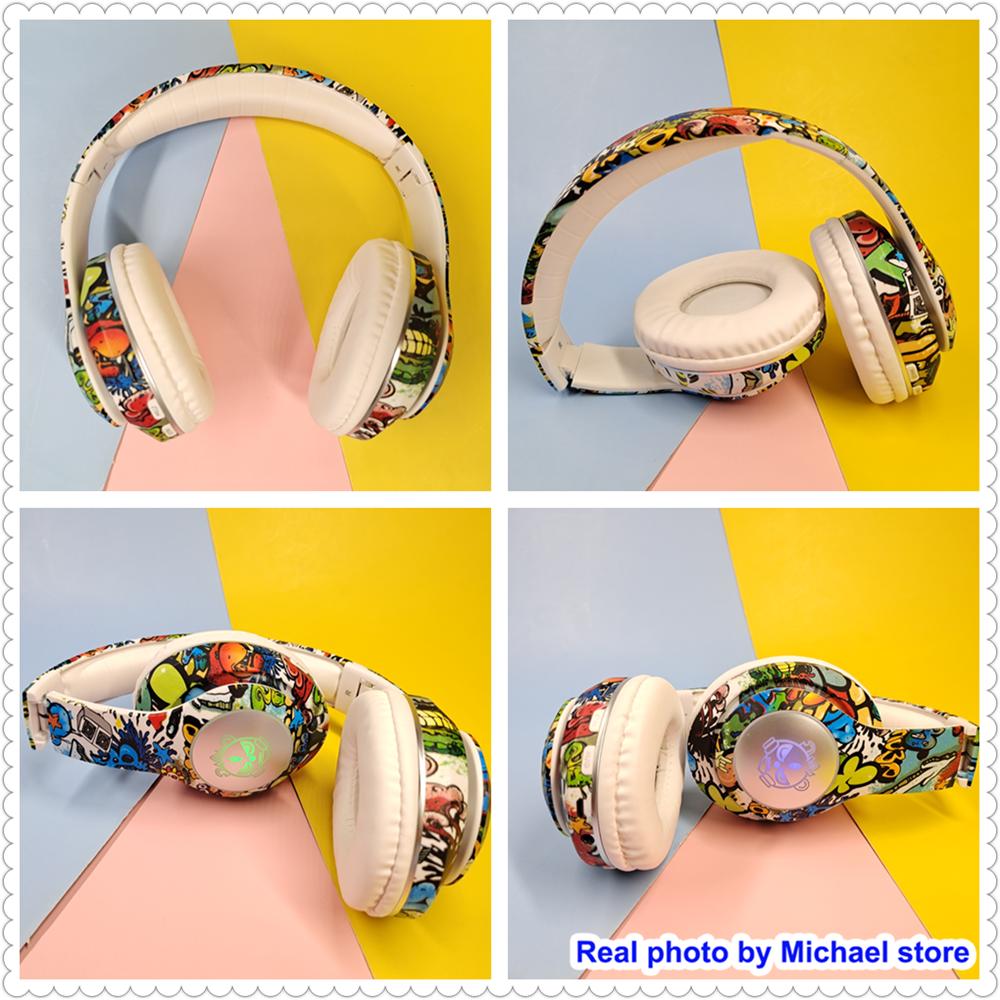 Беспроводная гарнитура с фонариком, детские наушники-вкладыши с микрофоном, Bluetooth-гарнитуры, стереонаушники для музыкальных игр, подарок для девочек и мальчиков