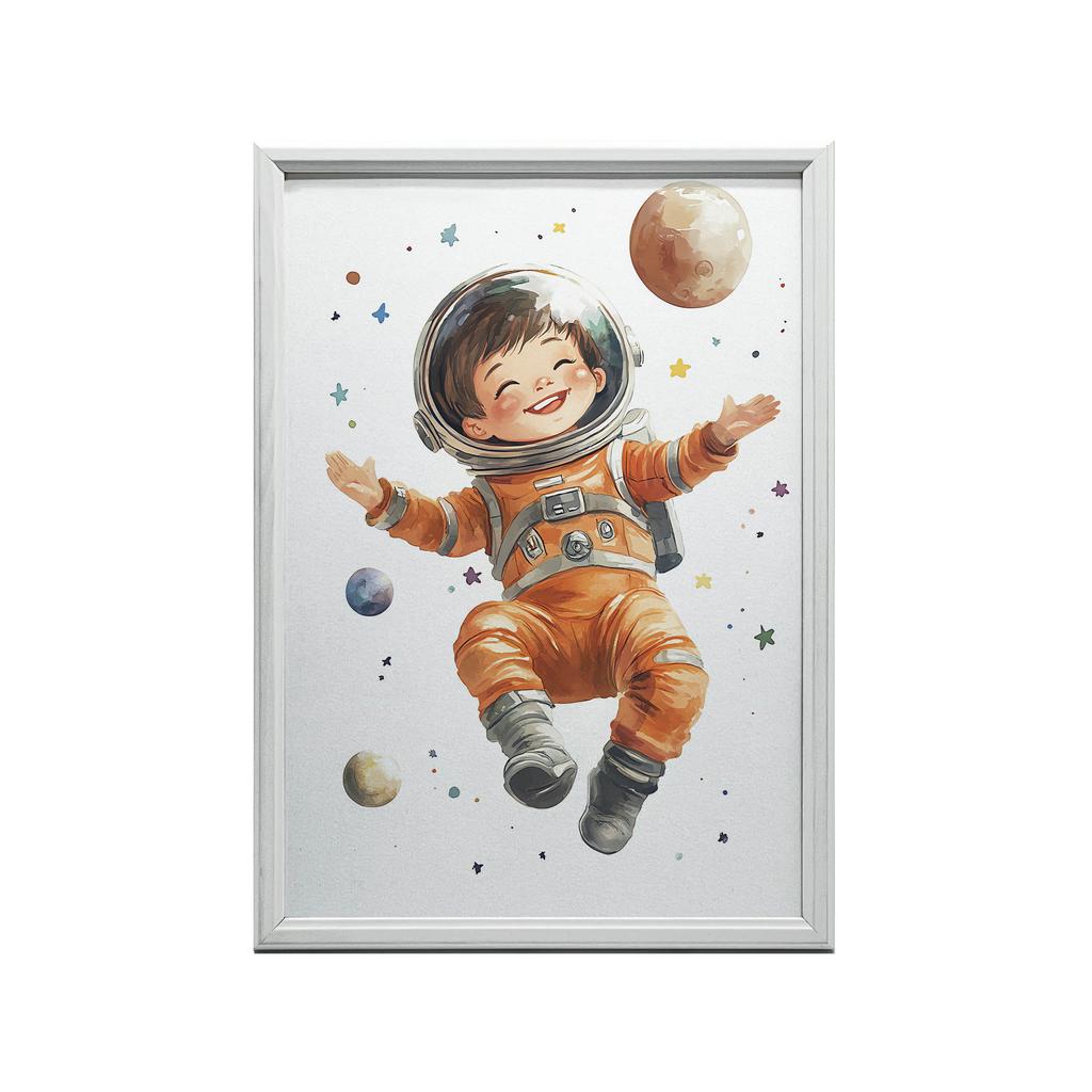 Plakat Mały Kosmonauta Plakat Mały Kosmonauta, 40X50 Cm, Rama Aluminiowa Czarna, Papier Matowy 230 Gsm