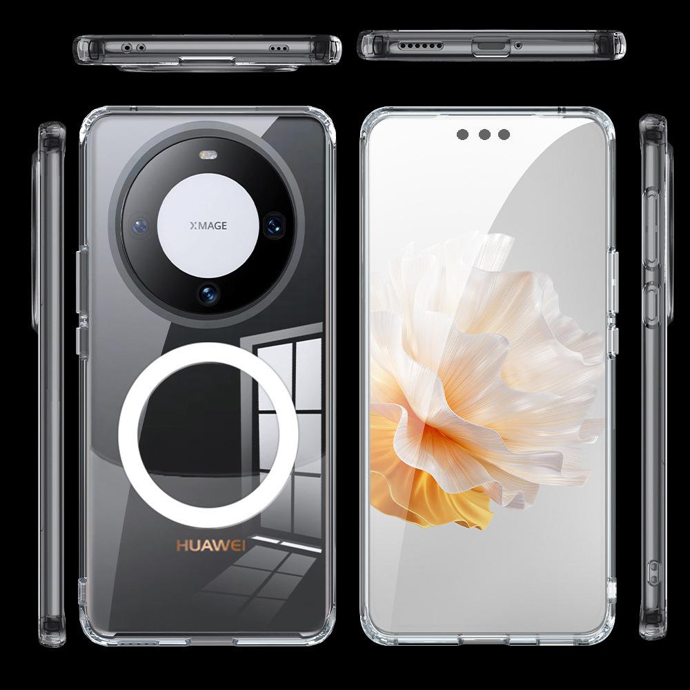 Suitable for Huawei Mate60pro Mobile Phone Case Matte Mate60 Magnetic Suction Anti-fall Magnetic Suction Transparent Simple Protective Case
