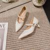 French temperament one-word high-heeled shoes women's thin heels 2025 new high-heeled Mary Jane shoes spring and autumn light mouth single shoes