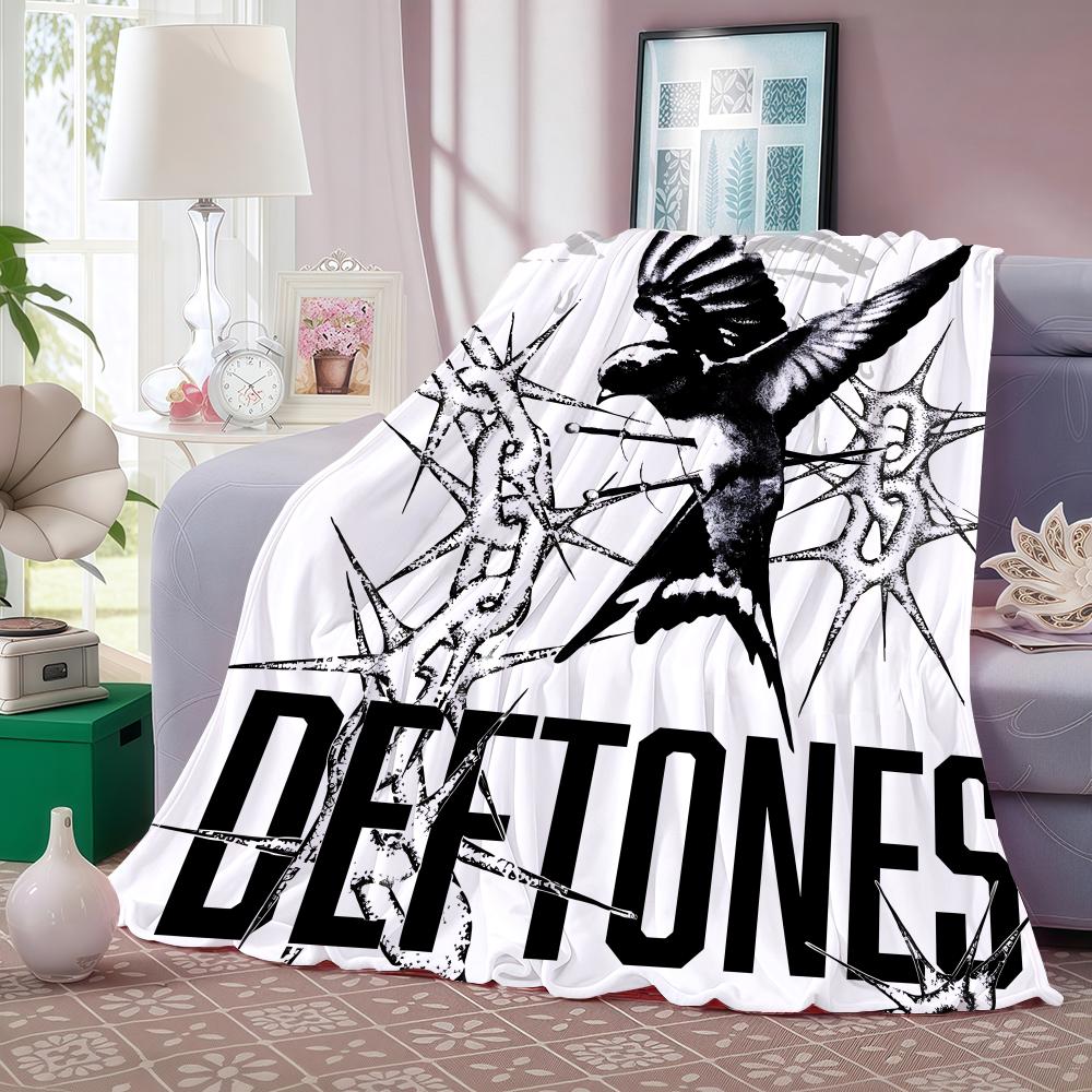 Band D-Deftones Throw Lightweight 240g Flannel Blanket Soft Skin-friendly for Summer Cooling