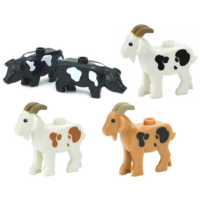 MOC Город Животные Строительные Блоки Фигурки Коза Овца Орел Сова Панда Попугай Чайка Пингвин Зоопарк Рам Аксессуары Кирпичики Игрушка Подарок