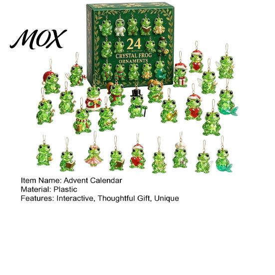 Mini Animal Statues 2026 Christmas Frog Advent Calendar, 24 Day Countdown Box with Winter Festive Decor Faux Crystal Ornaments, Tree Hanging
