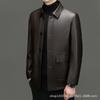 Новые осенние и зимние куртки из натуральной кожи Мужские кожаные куртки средней длины с лацканами для людей среднего и пожилого возраста Куртки для пап