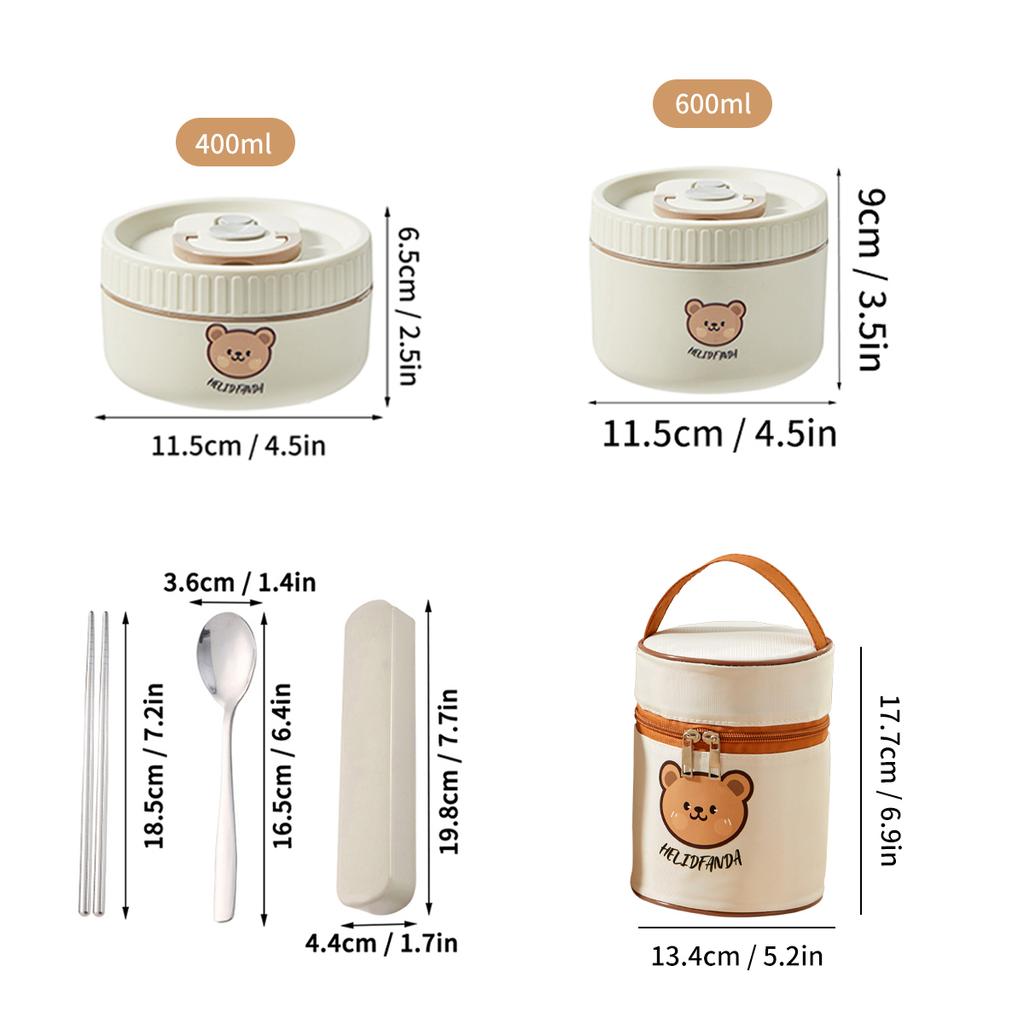 WORTHBUY Cute Thermal Bento Box Portable 304 Stainless Steel Lunch Box Heatable Sealed Leak-proof Food Container For Kids