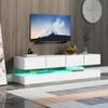 LED TV Lowboard, Wall-Mounted TV Cabinet, Furniture with 2 Cabinets and 4 Large Drawers, LED Lighting Wall Cabinet for up to 55 Inch White 130*33*15cm