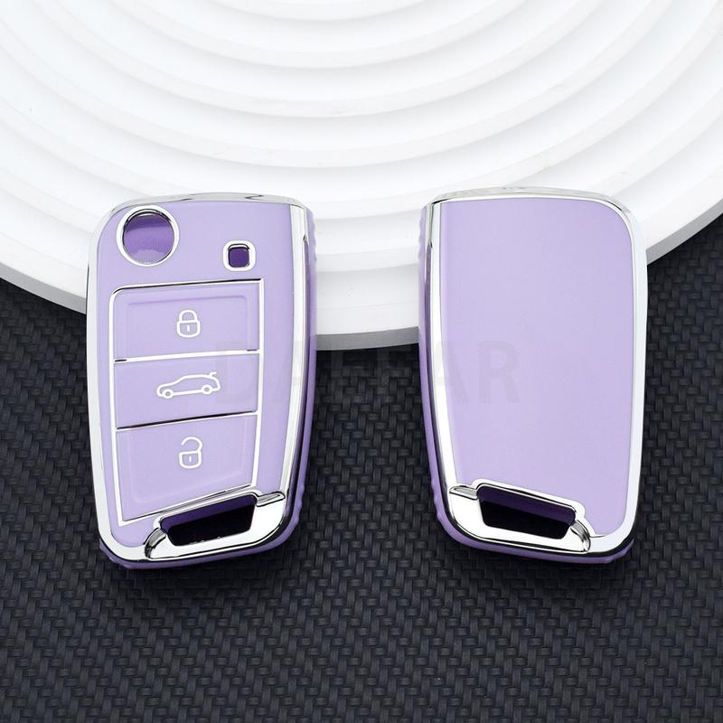 Key Case Cover for VW Golf 7 GTI POLO Touran Tiguan Skoda Octavia Rapid Kodiaq Fabia Seat Ibiza Leon Ateca Arona T-Cross T-Roc
