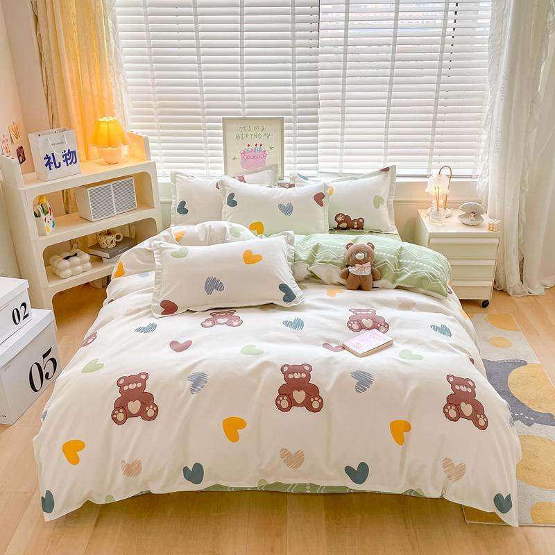 Cute Panda Duvet Cover Twin Queen Size for Kids Girls Boys Room Decor,Gray Grid Bedding Set 3pcs,Cartoon Animals Comforter Cover