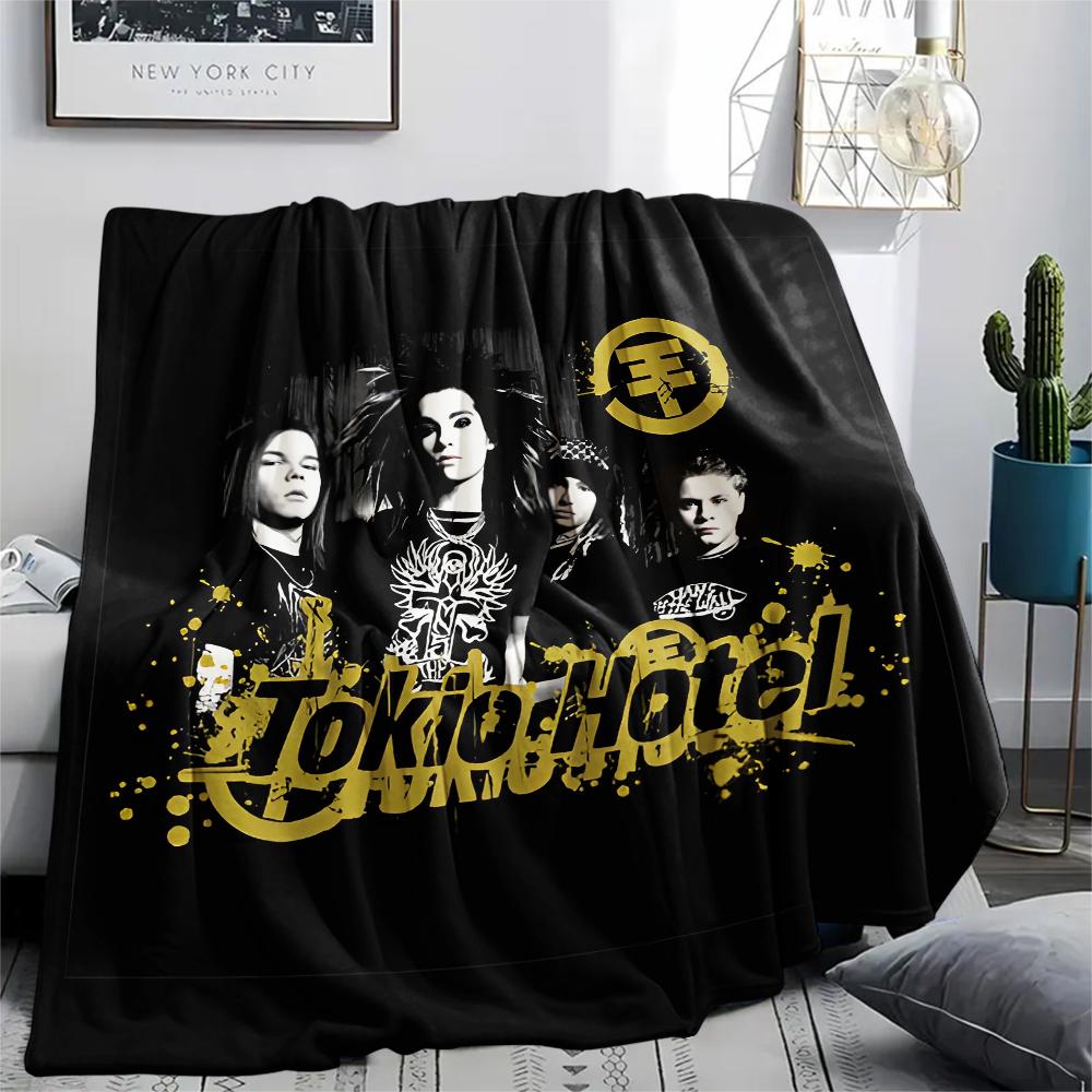 1 шт. Фланелевое одеяло с принтом Tokio hotel, Высокое качество, Для всех сезонов, Декор для дома, Тепло и уют, Идеально для рождественских подарков
