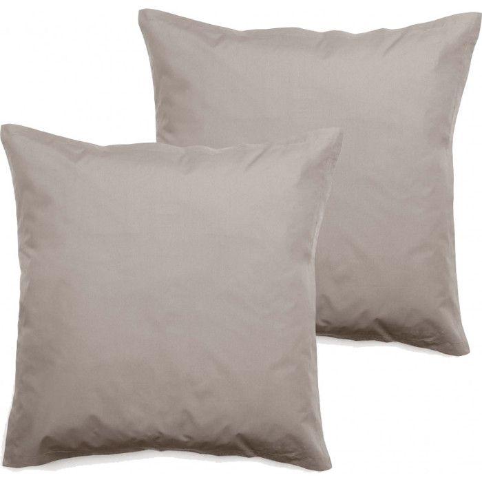 Set of 2 Percale Pillowcases Pure Combed Cotton Long Fibers 80 Threads/cm² South Wind - Linen - Set of 2 Pillowcases 65 X 65