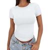 New Women's Slim Fit T-Shirt Summer Sexy Short Sleeve Round Neck Tops Korean Fashion Basic