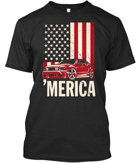 Футболка с американским флагом и пони-каром Merica, сделано в США, размеры от S до 5XL, унисекс