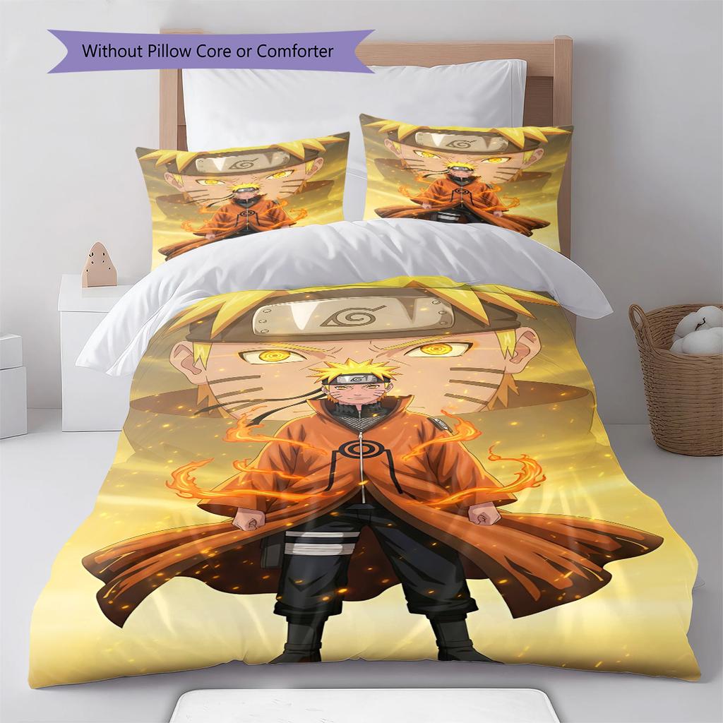 Naruto Flying Action Pose Bedding Set Anime Duvet Cover Polyester Soft Bed Linen Bedroom Set -QJY