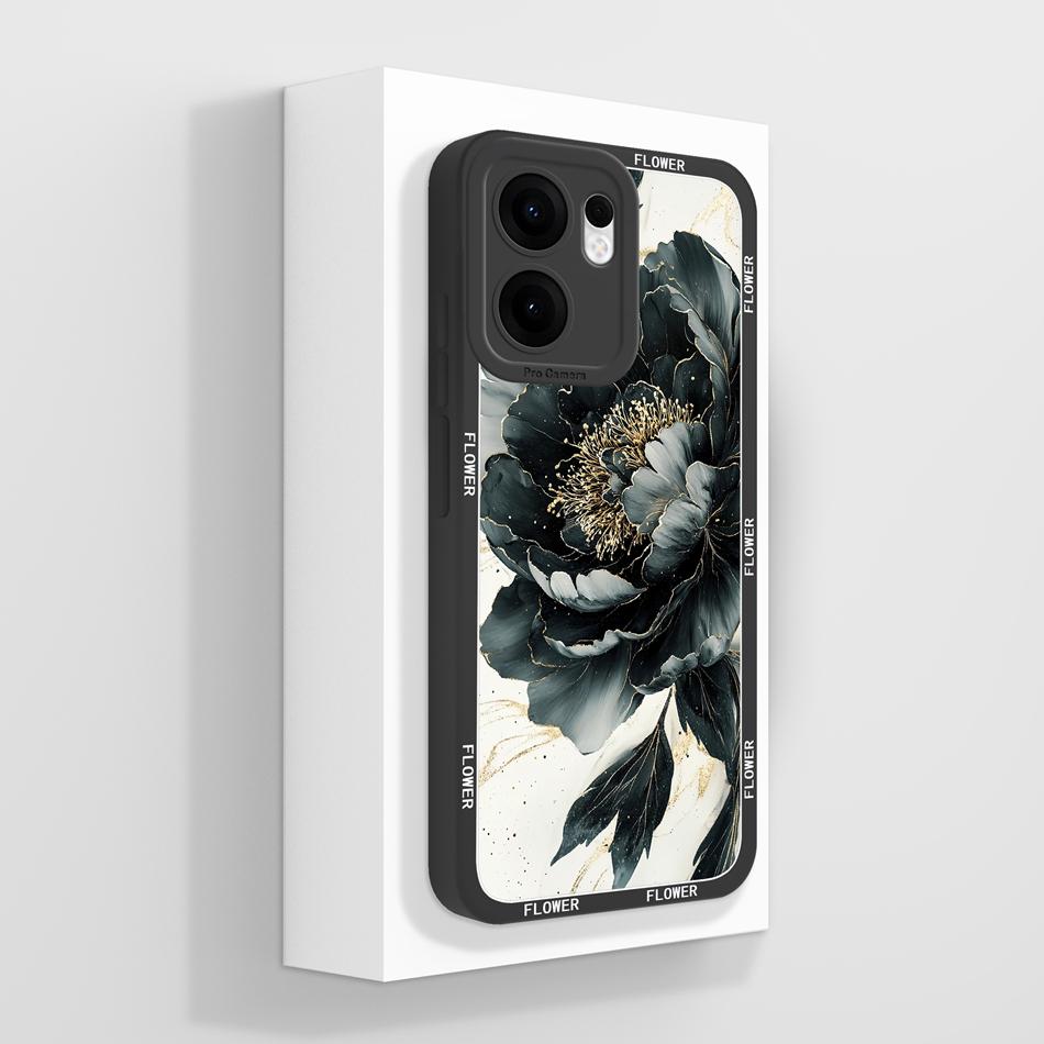 Case For Oppo Reno 13F 4G 5G Luxury Floral Print Soft Liquid Silicone High Quality Phone Shell For Reno13F Full Coverage Bumper