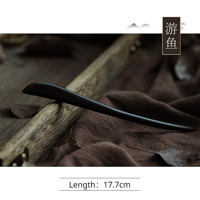 Традиционные деревянные черные палочки для волос в китайском стиле, заколки для волос, резная деревянная вилка для волос, винтажные палочки для еды, головные уборы для женщин, ювелирные изделия