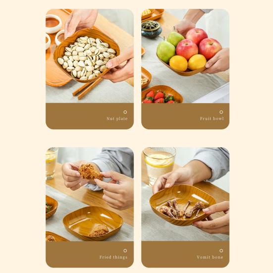 Блюдо для костей, имитация дерева, сервировочные подносы, пластиковая фруктовница в японском стиле