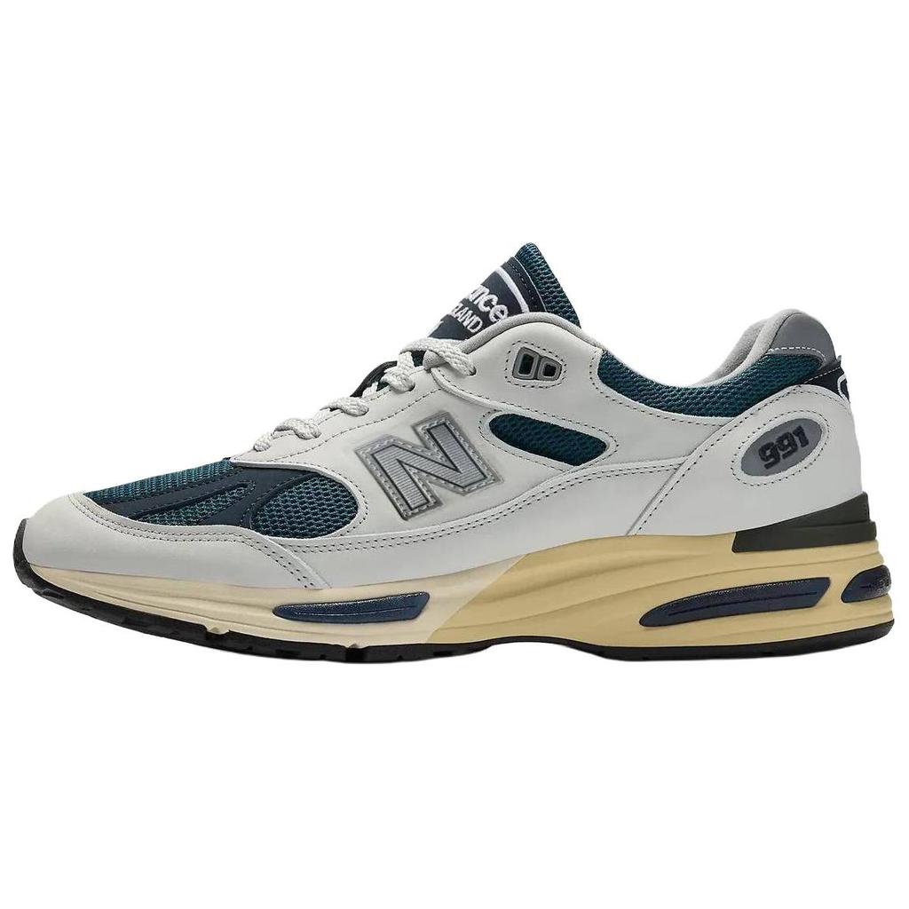 New Balance NB 991 V2 Breathable Support Running Shoes Unisex White Light Gray Green U991TO2