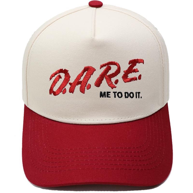 D.A.R.E. ME TO DO IT. Truck Driver Hat Embroidery Vintage Color Matching Baseball Cap for Men and Women