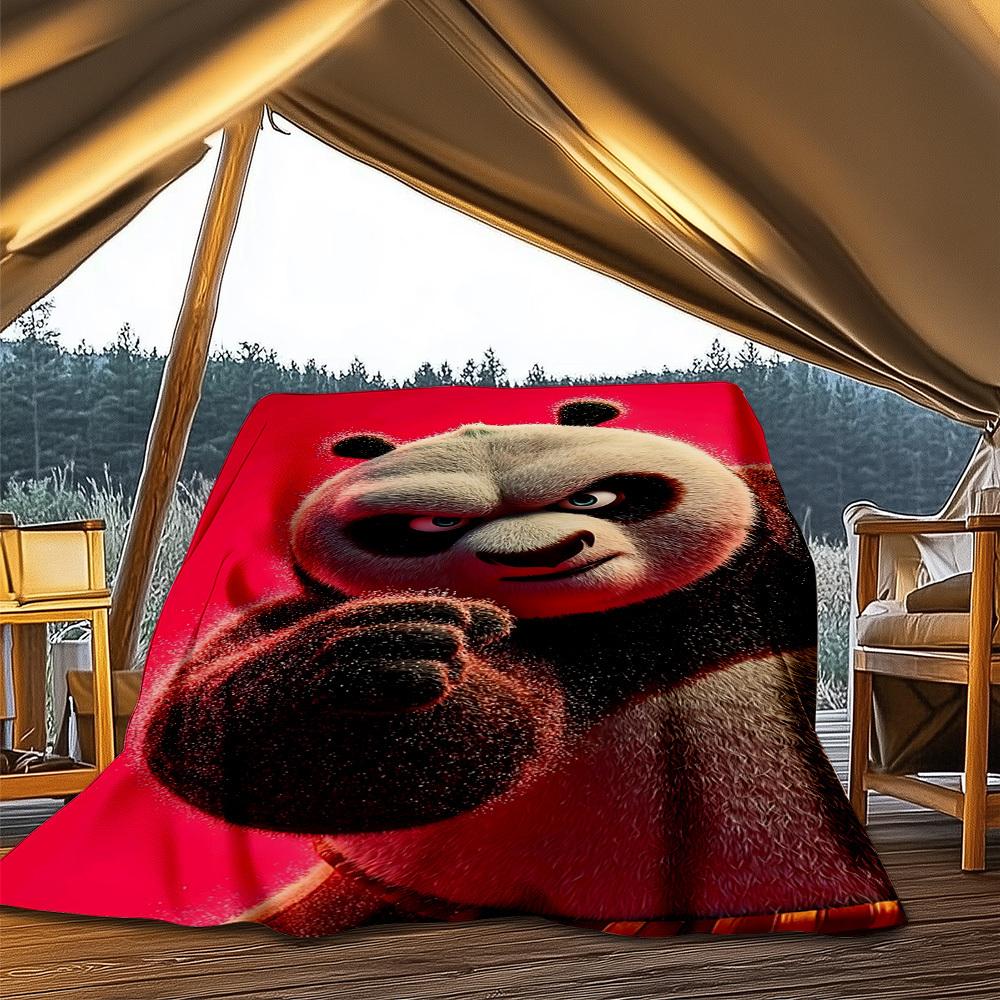 1pc KungFu Panda Outdoor Flannel Blanket, Soft,