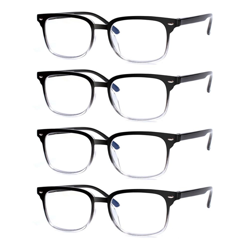 Turezing 4 Pack Reading Glasses Men and Women Blue Light Blocking Anti UV Computer Goggle Spring Hinge Eyeglasses