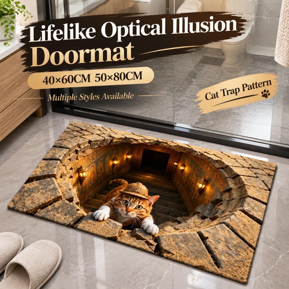Lifelike Optical Illusion Doormat Non-slip Bedroom Door Rug Practical Bathroom Carpet Home Decor